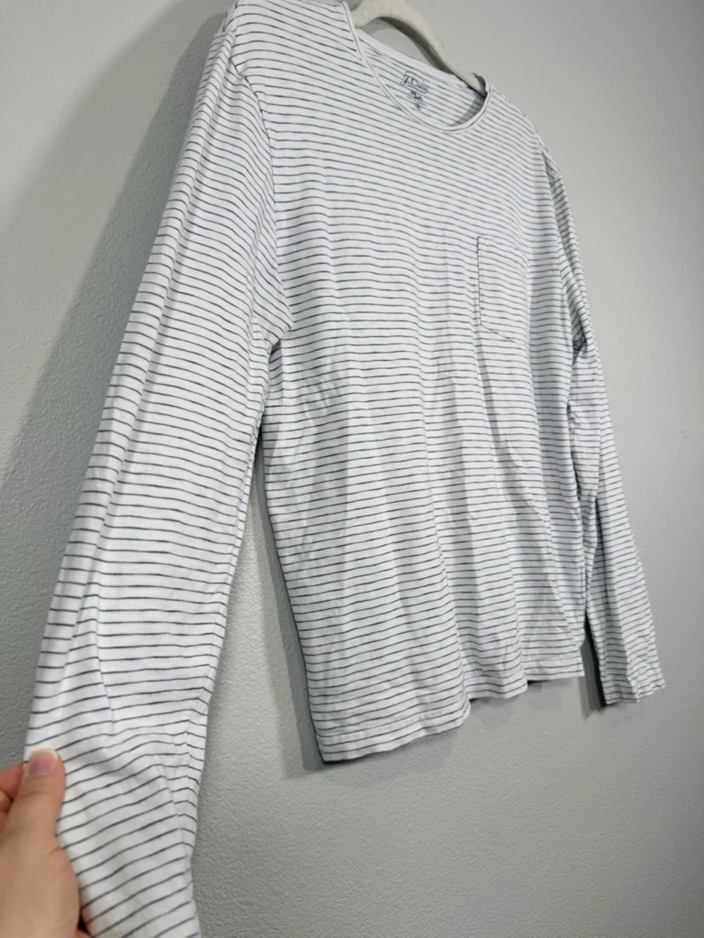J. Crew Shirt Long-Sleeve Tee Stripe White Black 100% Cotton Knit Top Women M